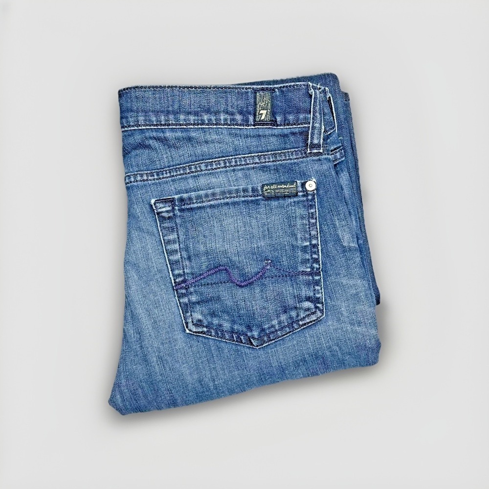 7 For All Mankind Bootcut Jeans Women's 28 (Fits 31x33) Whiskering Fade Preppy